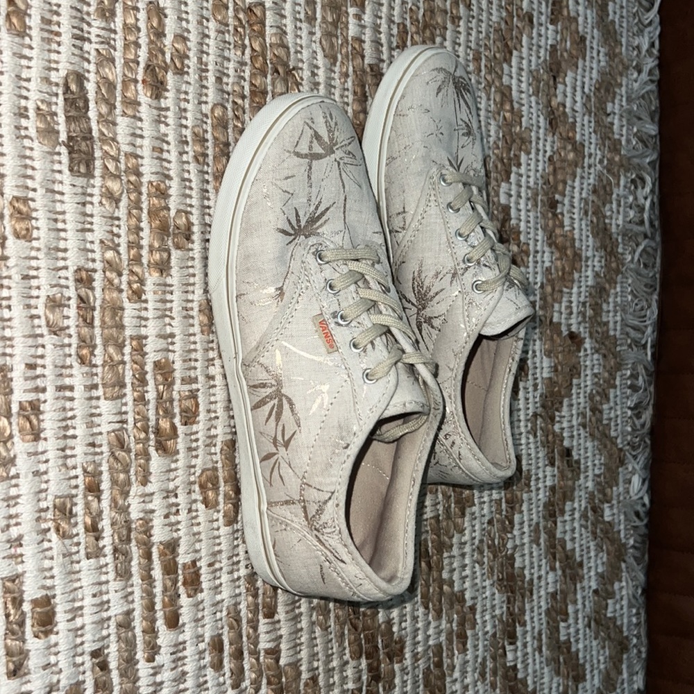 Vans Old Skool Women's Canvas Low Top Gold Palm Tree Sneakers